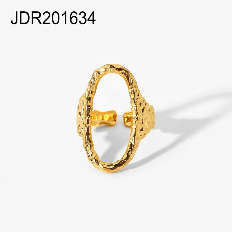 European and American fashion geometric chain cross open ring 18K gold-plated stainless steel ring